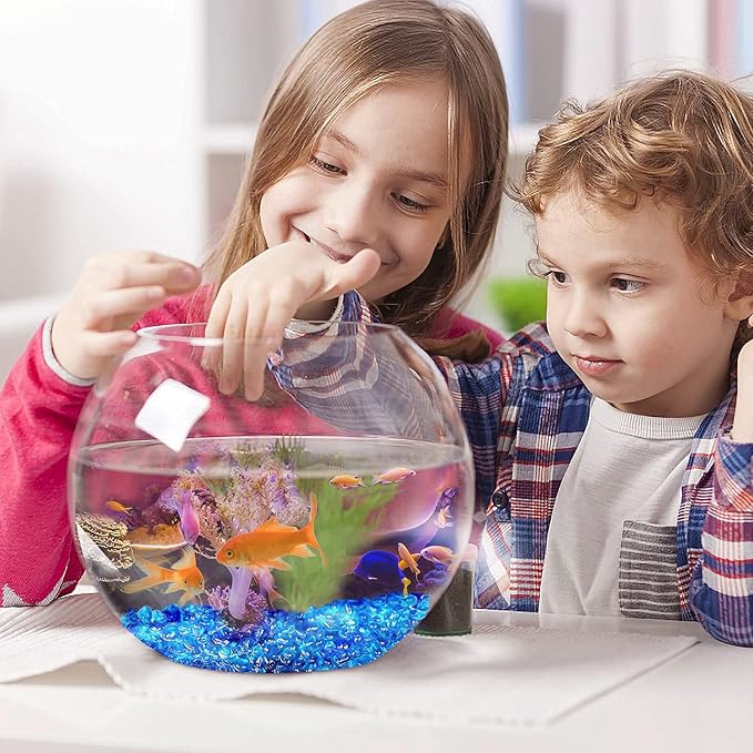 Keedolla 2 lbs/900g Fish Tank Rocks Beads Aquarium, Clear Glass Pebbles Stones Gravel for Vases Fillers, Garden, Aquarium, Betta Fish Turtle Tank, Succulent Plants Decor - Sea Blue
