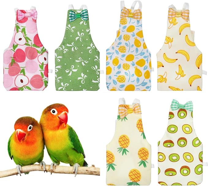 6 Pcs Bird Diapers, Parrot Diaper Reusable with Waterproof Lining, Washable for Cockatiel Budgie Lovebird Parakeet Canary, 4.72x2.64 Inches (Colorful)
