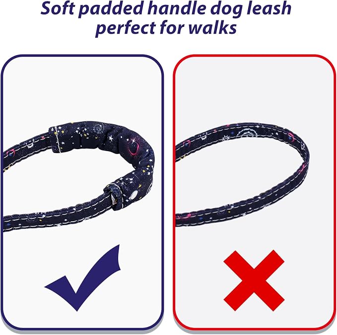 Dog Collar and Leash Set Adjustable Girls Puppy Floral Collars with Bow Tie for Small Medium Large Dogs(S, Blue Planet)