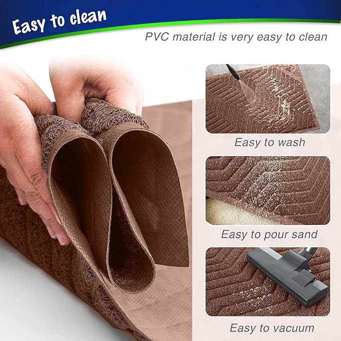 WePet Cat Litter Box Mat U02.2, Kitty Premium PVC Pad, Durable Trapping Rug, Phthalate Free, Urine-Resistant, Scatter Control, L 35 x 23, Brown