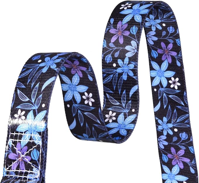Mihqy Dog Collar and Leash Set with Bohemia Floral Tribal Geometric Patterns - Soft Ethnic Style Collar Adjustable for Small Medium Large Dogs(Blue Floral Set,M)