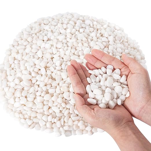 GreatBuddy 5-lb Decorative Rocks for Indoor Plants, 3/8" White Pebbles, Small Rocks for Potted Plants, Succulent, Vases, Aquariums, Fish Tanks, Garden Landscaping, Natural Polished