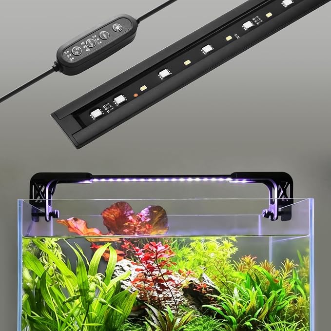 HITOP 23in Slim Aluminum Alloy Aquarium LED Light, Full Spectrum with Day/Night Mode & Timer, 10-Level Brightness, Adjustable Lighting for Planted Tank & Fish Tank Freshwater Fish