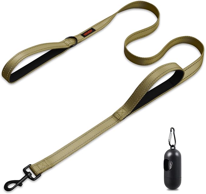 Heavy Duty Dog Leash, Leashes for Large Breed Dogs, Double Handle Dog Leash, Reflective Training Lead, Perfect for Medium to Large Dogs(5FT,Deep Green)