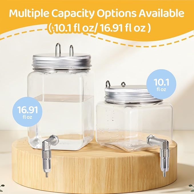 Guinea Pig Water Bottle No Drip 17oz – Leak Proof Rabbit Water Dispenser with Stainless Steel Needle Valve & 180° Swivel Bracket for Chinchilla Rat Parrot Cockatiel Birds