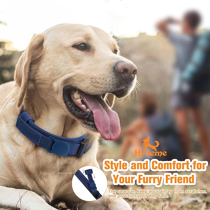HYDEME Tactical Dog Collar Adjustable Nylon Collar with Control Handle and Heavy Metal Buckle for Medium and Large Dogs, with Patches&Airtags Case&Poop Bag Dispenser&Portable Bowl.(L, DarkBlue)