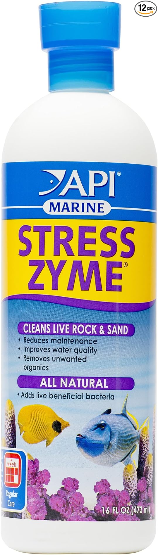 API Marine Stress Zyme Saltwater Aquarium Cleaning Solution 16-Ounce Bottle
