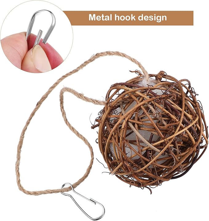 Yardwe 2PCS Bird Nesting Material Balls, Bird Nesting Material for Outdoor Hummingbird Houses, 3.14 Inch Unique Hanging Nest Balls Ideal for DIY Craft Lovers