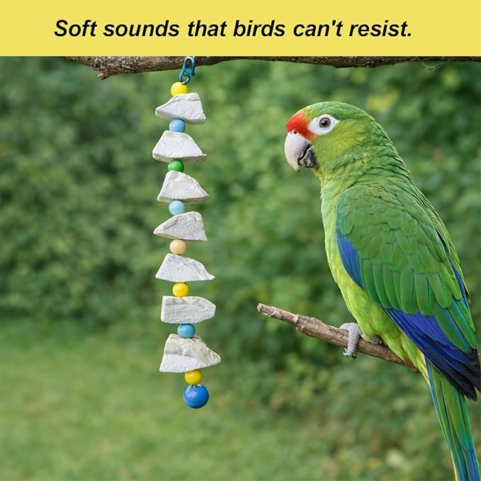Cuttlebone for Birds, Parakeet with 3 Strings 7 Lava Stones, Essential Beak Maintenance Tools for Birds, Cockatiel Cage Accessories for Daily Enrichment Activities, Volcanic Stone Construction
