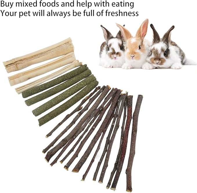 Natural Organic Apples Sticks, Hamster Chew Stick Hams Rabbit Bunny Gerbil Guinea Pig Squirrel Chinchilla Small Animal Chew Sticks (Apple Branch Grass Stick Sweet Bamboo Mix 100g)