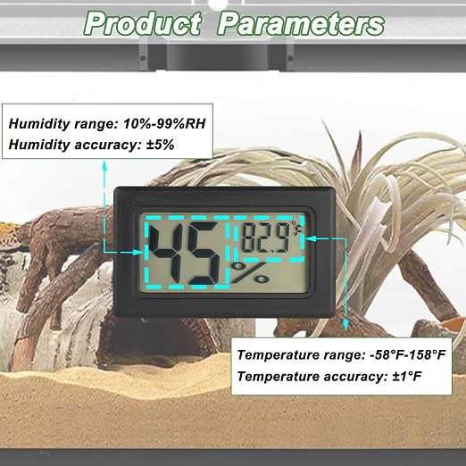 Reptile Thermometer and Humidity Gauge Digtal Terrarium Thermometer 4pc | Rectangle Bearded Dragon Cage Accessories Reptile Temp and Humidity Gauge for Leopard Gecko Hermit Crab Gecko Lizard Etc