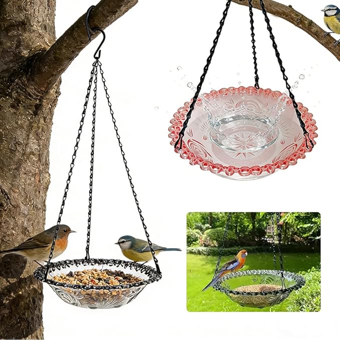 Seed Catcher for Bird Feeders, 20'' Bird Feeders for Outdoors Hanging, Birds Feeder Seed Catcher Tray with Adjustable Hanging Hook for Outdoor Garden Accessories (Grey Pink)