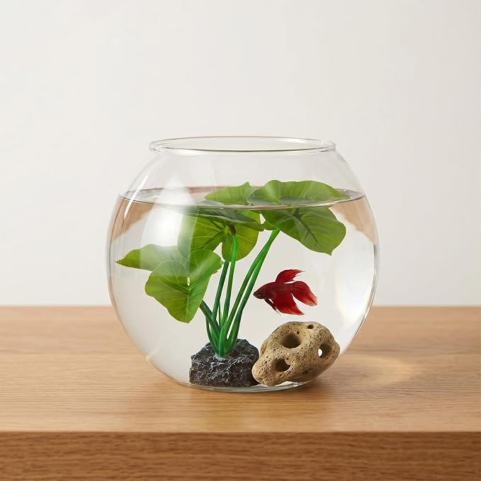 Betta Plants,Lotus Leaf Betta Fish Plants Fish Hides | Green Plants for Betta Fish Tank Decorations for Goldfish,Reptile (6 Inch)