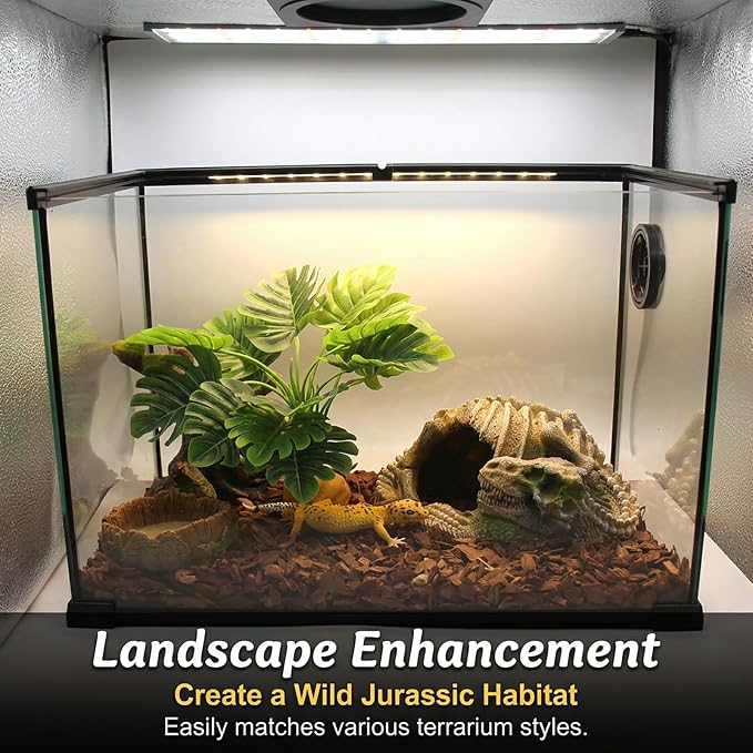 Reptile Hide Skull Animal Skeletons Decorations, Aquarium Hideaway Cave Fish Tank Decorations for Amphibians, Betta Fish, Shrimp, Lizards, Leopard Gecko