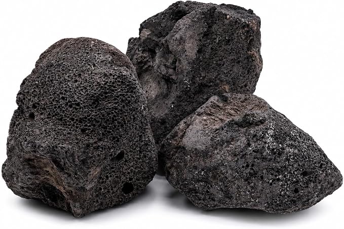 8–10 Inches Natural Black Lava Rocks, 3 PCS Large Aquarium Stones for Aquascaping, Fish Tank Centerpiece Decor, Planted Tanks, Terrariums & Reptile Habitats (Large 8–10 in)