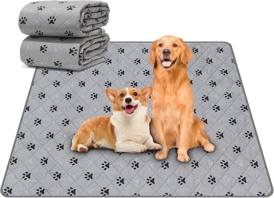 JERIA 2 Pack 36"x 41" Waterproof Non Slip Wee pad，Reusable Washable Pee Pads for Dogs，Absorbent and Leakproof Training Mats for Potty, Bed, Sofa, Potty Training