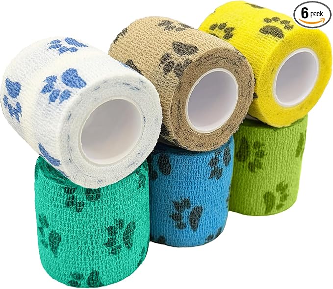 Self-Adhesive Vet Bandage Wrap, First Aid Medical Tape for Wrists Ankles Fingers, Great for Sports & Daily Activities, Individually Wrapped, 2 Inch, 6 Rolls, Azure Tides