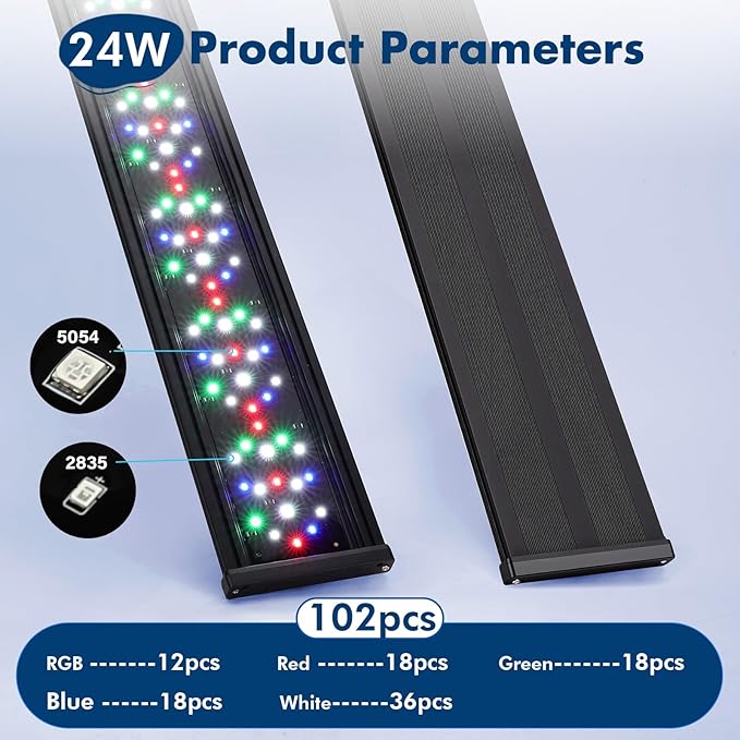 hygger Auto On Off Aquarium LED Light, 4 Mode Lighting Full Spectrum Fish Tank Light 24/7 Timer Colorful Fish/Sun/Nightlight/WRGB Cycle for Freshwater