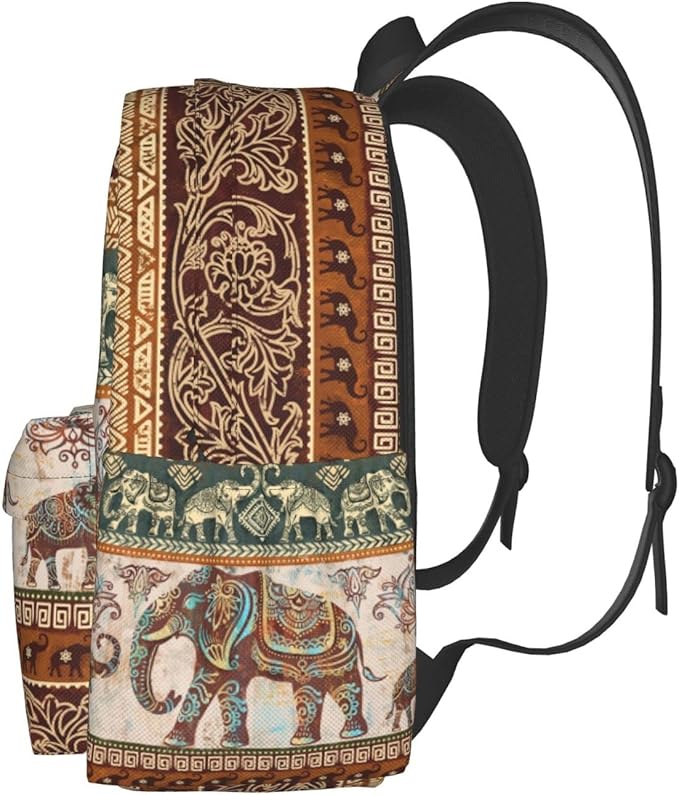 lotus elephants Backpack for Women 16.7 inch Travel Casual Laptop Backpack Lightweight Waterproof Durable Hiking Daypack