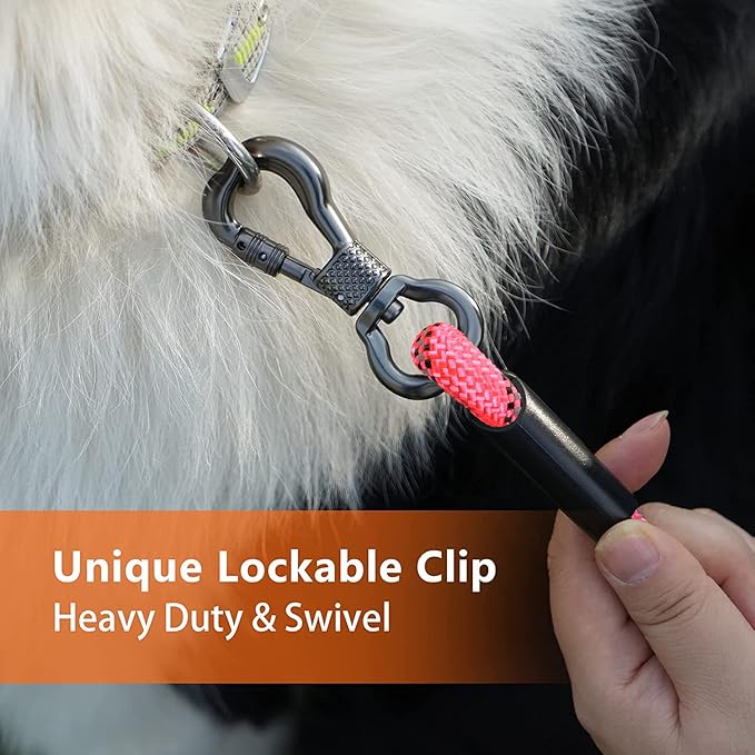 NTR 50FT Long Dog Leash, Rope Dog Leash with Swivel Lockable Hook and Comfortable Padded Handle, Dog Training Leash Lead for Walking, Hunting, Camping, Backyard for Small Medium and Large Dogs, Pink