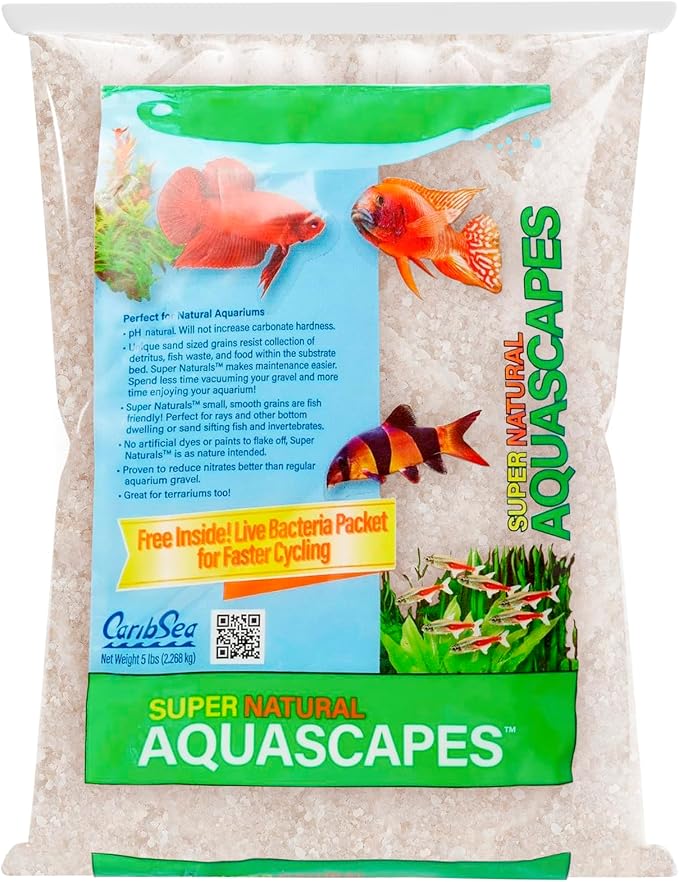 Carib Sea Create a Supernatural Experience: Super Naturals Crystal River Sand re-Creates The Natural World in Your Aquarium with its Smooth, Fish-Friendly Grains.