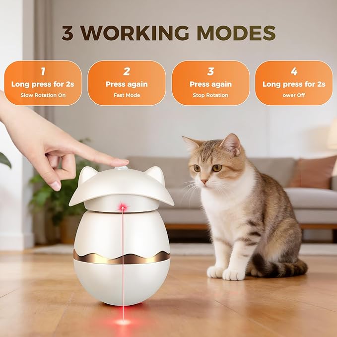 Automatic Laser Collar Cat Toy - Upgraded Tumbler Cat Laser Pointer Toy, Sensor Light On Top, 360° Irregular Rotation, USB C Charge & Works 2H, 3 Modes Interactive Cat Toy, Gifts for Ailurophile