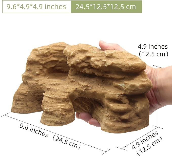 Reptile Hide Shale Scape Step Ledge Backdrop, Reptile Corner Rock Basking Platform Cave Hideout Tank Accessories Decorations, Great for Reptiles, Amphibians, Leopard Gecko, Snake, Frogs, Turtle