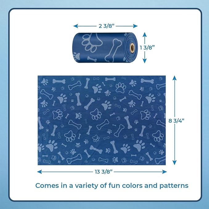 Best Pet Supplies Dog Poop Bags for Waste Refuse Cleanup, Doggy Roll Replacements for Outdoor Puppy Walking and Travel, Leak Proof and Tear Resistant, Thick Plastic - Loyal Blue, 240 Bags