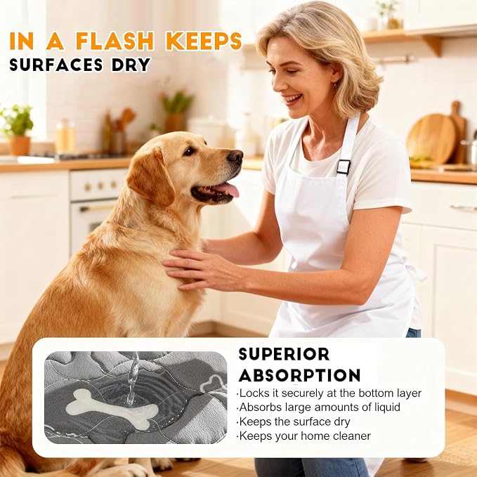 2PCS Puppy Pee Pads with Pheromones, Washable Puppy Training Pads for Dogs Reusable Puppy Potty Pads for Dogs and Cats(with Pet Hair Removal Gloves)