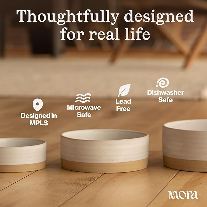 Mora Ceramic Pet Bowl Size Medium - Food/Water Dish for Large Puppies, Cats, Retrievers, Medium Sized Dogs, ect. 28oz or 4 Cups - Basic Bowls for Your Dog or Cat, Mix and Match for a Set - Liquorice