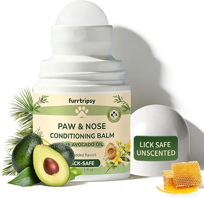 Paw and Nose Balm Stick for Dogs Cats Horse Lick-Safe Roll-On | Natural Moisturizer with Avocado Oil and Vitamin B5 | Paw Protector for Hot Pavement & Ice Melt 30ml