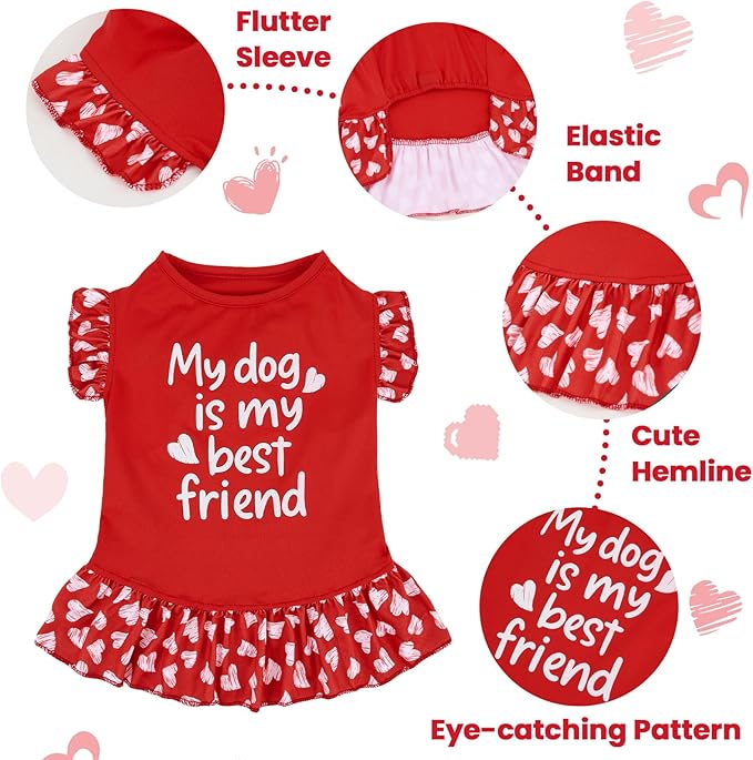 XPUDAC 4 Pack Cute Dog Dress for Small Dog, Floral Puppy Dress Sweet Girl Pet Skirt Outfits Colorful for Birthday Holiday Spring Summer Pet Clothes for Girls, M