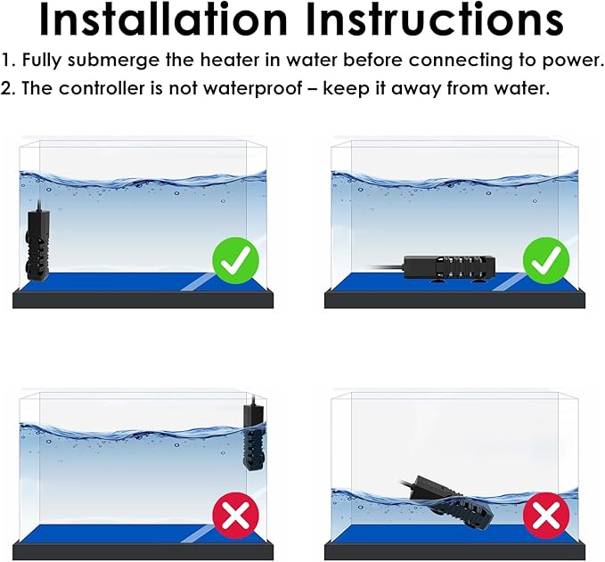 25W Aquarium Heater, Adjustable Small Fish Tank Heater, with Digital Display, Overheat Protection & Dry Run Protection, for 1-5 Gallon Water
