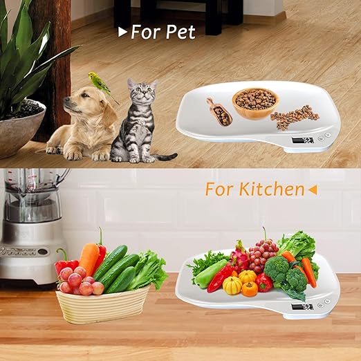 Small Animal Digital Scale,14 x 10 Pet Scale with LCD Display, Puppy Scale (Max 33lbs), Electronic Kitchen Food Scale, for Weighing Kitten, Puppies, Hamster, Newborn Pets (White)