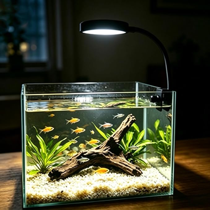 Carefree Fish Aquarium LED Light USB 7W Timer 4/8/12/18 Hours for 1~5Gal Frameless Fish Tank (Include Power Adapter)
