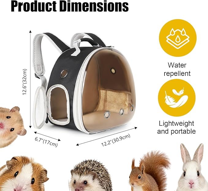 Portable Guinea Pig Backpack, Polarized Bubble Backpack for Small Animals Travel Handbag Cage for Kitten Rabbit Squirrel Bearded Dragon Turtle Breathable Carrier