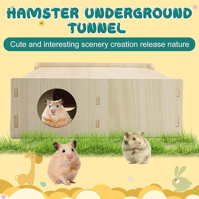 Hamster and Mouse Wooden Tunnel Cage Secret Peep Shed Chamber Hideout & Tunnel Exploring Toys