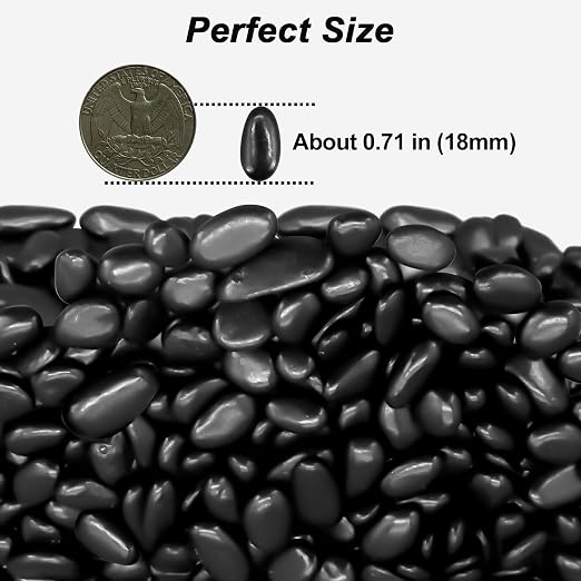 Garden Landscaping Stones, Black River Rocks, Decorative Ornamental Pebbles | Gravel Filler For Flower Bed, Fish Tank, Plants, Vases, Succulents, Indoor & Outdoor Home Decoration