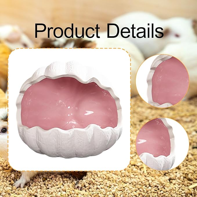 Ceramic Hamster Nest Habitat Hideaway Cooling Pet House Decorative Nest for Gerbil Mice Hedgehog Chinchilla Dwarf, Pink