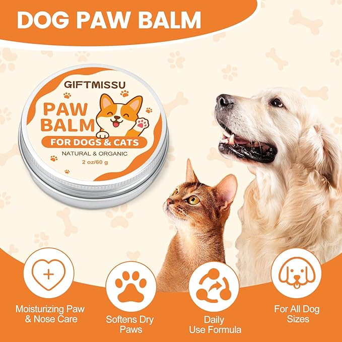 Dog Paw Balm for Dogs & Cats – Natural Paw Care with Avocado Butter & Plant Oils, Soother for Dry, Cracked Pads, Pet Paw Care Cream Dog Nose Balm, 2 oz