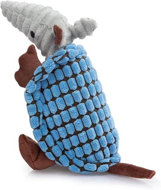 Hollypet Plush Dog Squeaky Toy Stuffed Armadillo Animal Pet Puppy Chew Toys with Clean Teeth for Small Medium Large All Breed Sizes Dogs, Sea Foam, 8 in