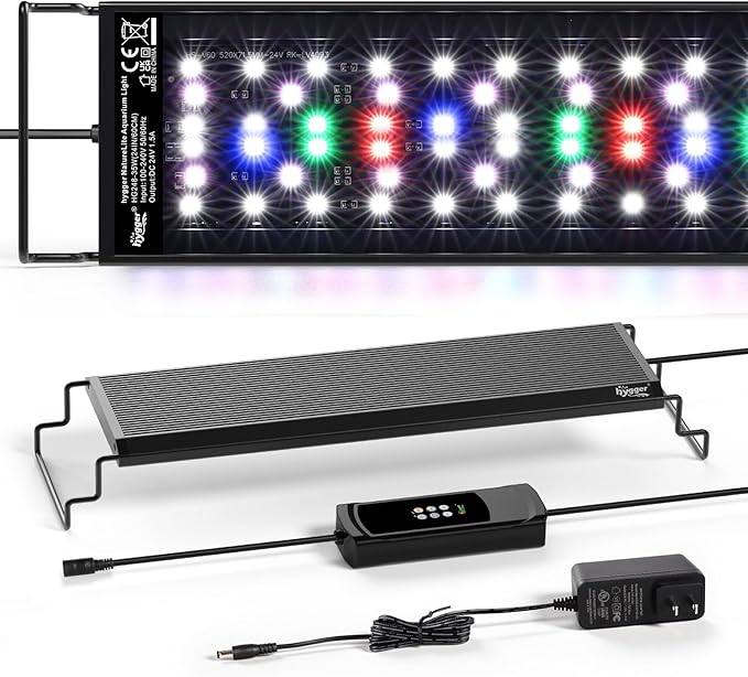 hygger Aquarium Light, 35W Full Spectrum Fish Tank LED Light, 24/7 Remote Control Adjustable Timer, Brightness and Color, Extendable Bracket, Power-Off Memory Plant Growth Lamp, Fits 24-30 Inch Tank