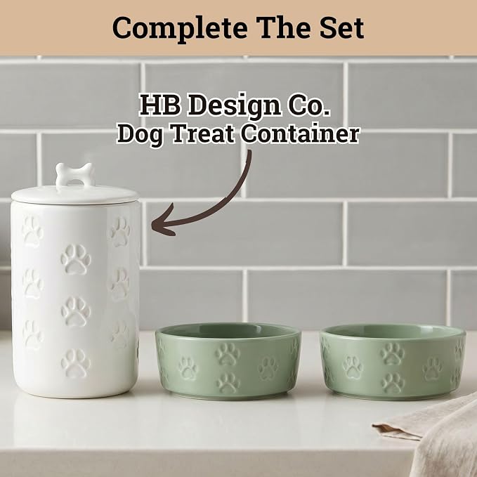 Ceramic Dog Bowl Set of 2 with Anti-Skid Base - 5" Wide x 2" Tall Ceramic Dog Bowls for Small Dogs - 2 Cup Capacity Food and Water Bowls for Dogs - Rubber Bottom Pet Bowl Set of 2 for Small Pets