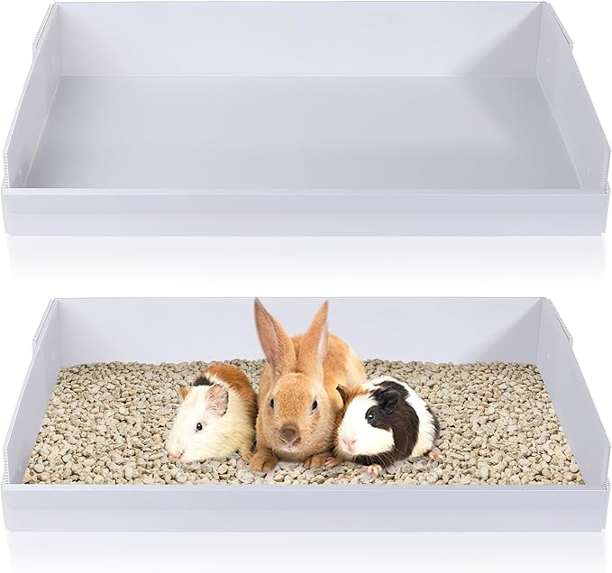 Geelin 2 Pack 26" x 13.5" Corrugated Plastic Cage Liners Base 1 x 2 Panel Size Guinea Pig Cage Liner for Guinea Pigs Hedgehogs Rabbits Applied with C&C Cages, White