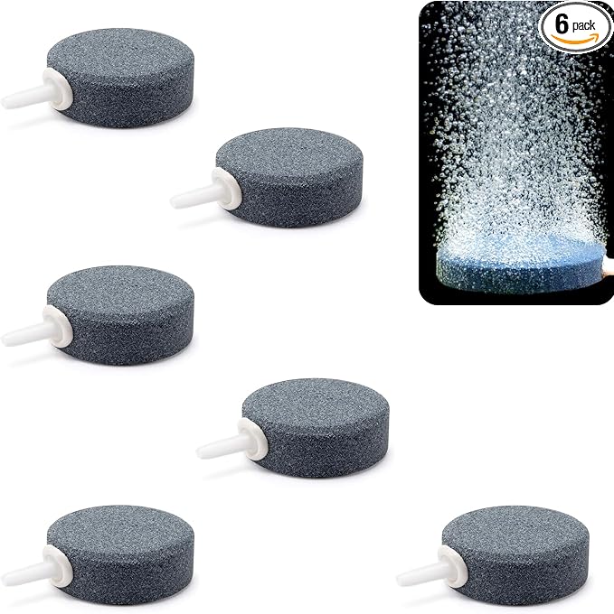 1.6 Inch Aquarium Air Stones Disc Oxygen Diffuser Bubble Air Stone of Aquarium Air Pump Accessories for Nano Air Pumps Fish Tanks Buckets Small Ponds and DWC Reservoirs