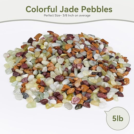 Pulovin 5 lbs Pebbles for Indoor Plants, Succulent Rocks, 3/8" Polished Pebbles for Bamboo, Vase, Terrarium, Natural Decorative Small River Rocks for Crafts, Cactus, Outdoor Garden Landscaping