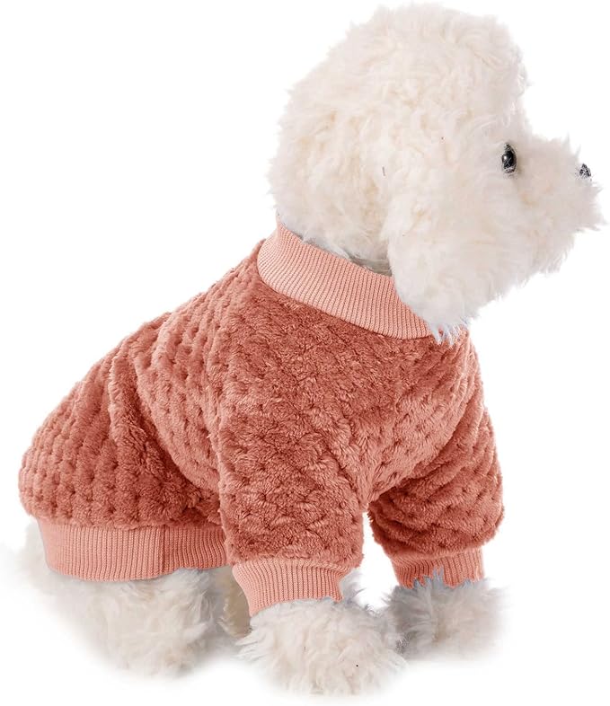 Dog Sweater, 2 or 3 Pack Dog Sweaters for Small Medium Dogs or Cat, Warm Soft Flannel Pet Clothes for Dogs Girl or Boy, Dog Shirt Coat Jacket (X-Small, Grapefruit+Peach)
