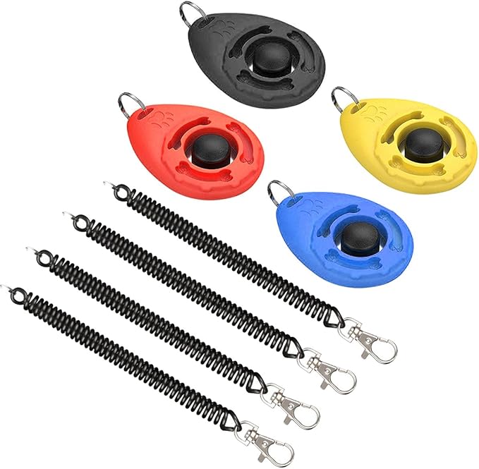 Diyife Clicker Training for Dogs, [4 Pcs, Multi-Color] Dog Clicker for Training, Clicker Dog Training with Wrist Strap, Clicker for Pets, Dog Clicker Perfect for Dog Cat Horse Behavioral Training
