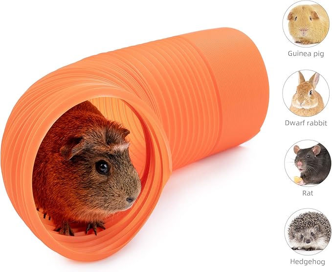 Niteangel Fun Tunnel with 3 Pack Play Balls for Guinea Pigs, Chinchillas, Rats and Dwarf Rabbits (Orange)