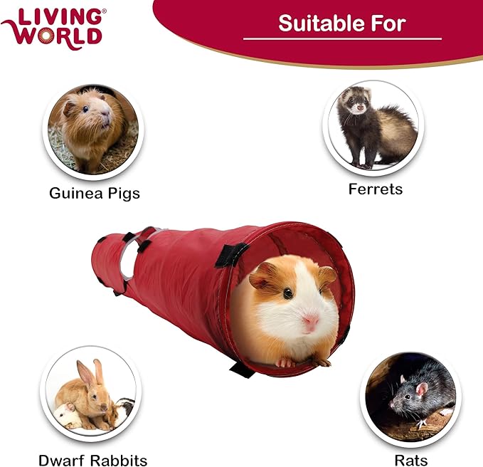 Living World Pet Tunnel, Red/Grey
